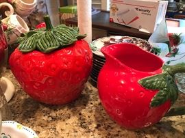 Strawberry cookie jar and pitcher