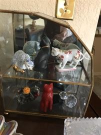 Wonderful Cat Porcelain, China and Crystal Collection.  Curio Boxes with gold trim