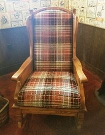 91-Two heavy duty rocking chairs ready for the summer cottage or any home where you just want to be comfortable. Matching Couch and two tables as well.