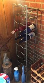 Metal and wooden wine racks