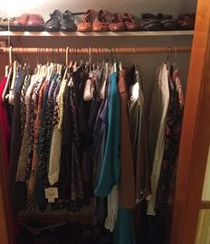 4 closets of new with tags, gently used and vintage clothing... there are great pieces here for your spring wardrobe! Size 5.5 and 6 shoes, brand new and gently used!
