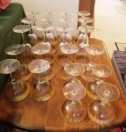 104- 12 tall, 6 medium & 4 short Vintage Champagne stemware gold encrusted. Don't usually find this many in one place. Just waiting for your next party!