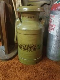 105- Vintage painted  milk container
