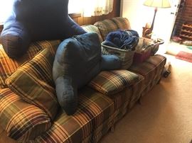 117- Plaid couch very clean