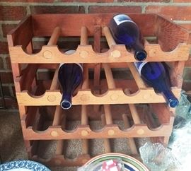110- Three piece wood wine rack
