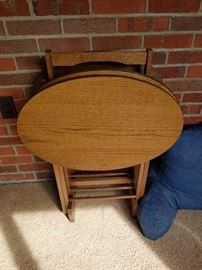 112- Vintage wood TV Trays x 4