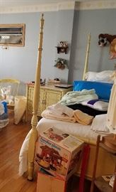 115- Not best pic, but nice yellow wood bed frame