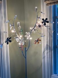 Gorgeous crystal floor lamp (4.5' tall; floor on/off pedal)