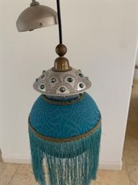 Gorgeous silk embroidered king bed set; 1 side deep red, other side is floral