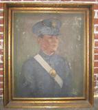 Framed painting on canvas of cadet, artist unknown.  24 1/2" x 30".