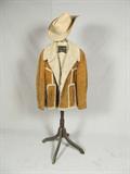 Colorado rancher set: The Leather Shop by Sears wool lined crushed leather jacket (size 42); and nicely worn in U-Rollit cowboy hat by Bailey.