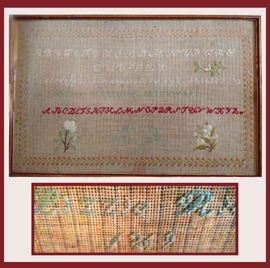 Antique Framed Sampler Dated 1869