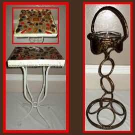 Neat Little Metal Table and Substantial Smoking Stand