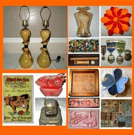 Mid Century Modern Lamps, Old Postcards, Foreign Currency, Butter Mold and More 