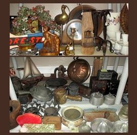 Tall Brass Bird, Cast Iron Candle Holders and Lots of Vintage Metal Items 