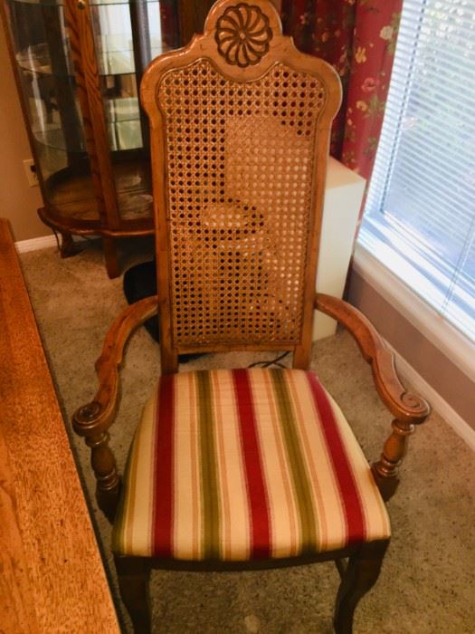 Dining room set 6 Cane back chairs and 2 leaves will sit 10 persons 