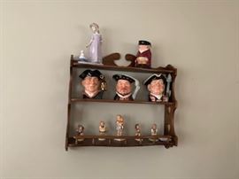 More Toby jugs, Hummels, Lladro and display shelf all for sale