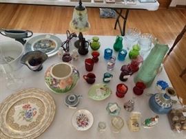 Hull Art pottery, misc colored glassware, pottery
