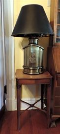 END TABLE AND BRASS LAMP