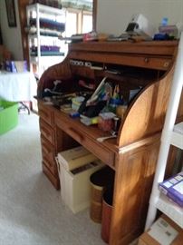 small roll top desk & office supplies