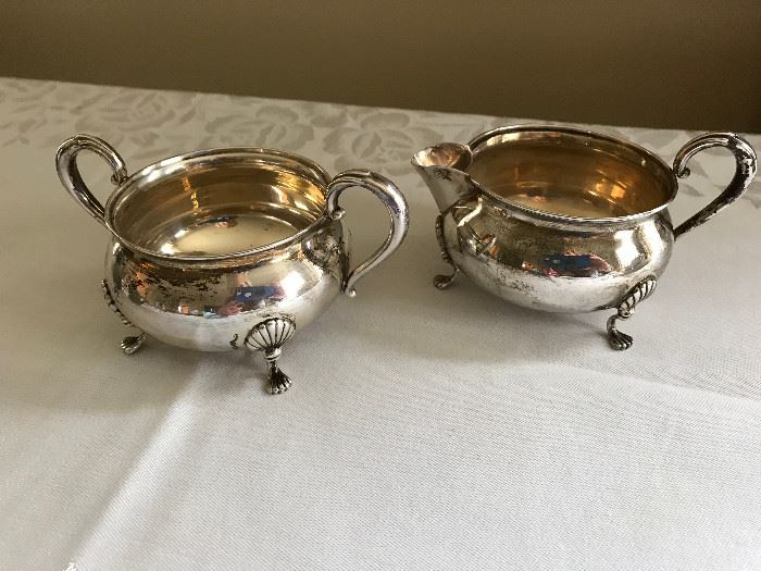 Fisher sterling claw foot creamer and sugar