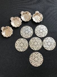Sterling salt dips and coasters