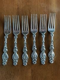 (6) Whiting sterling "Lily"luncheon forks 6 3/4"