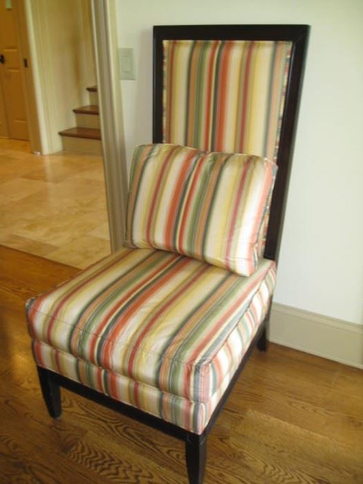 Striped Henredon chair matches sofa