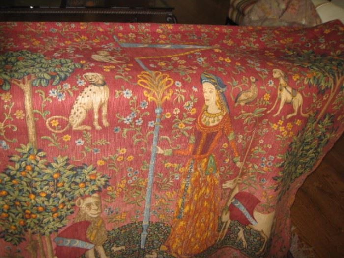 tapestry with heavy metal rod and finials