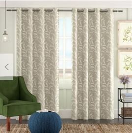 Natural Floral Room Darkening Thermal Grommet Curt ...