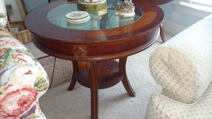 end table with glass insert