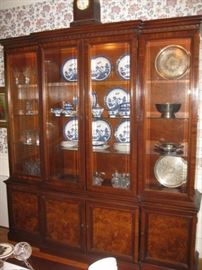 Large lighted breakfront with drawers