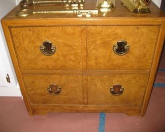 Burl veneer mid century nightstand