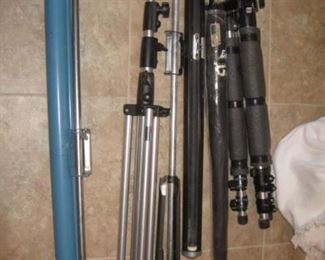 tripods, projector screen