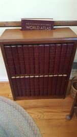 Encyclopedia Britannica Complete 24 book + Atlas set and solid wood book shelf