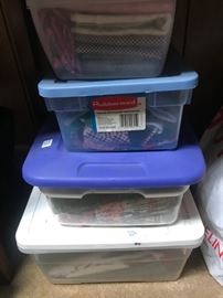 Storage Bins filled with fabric