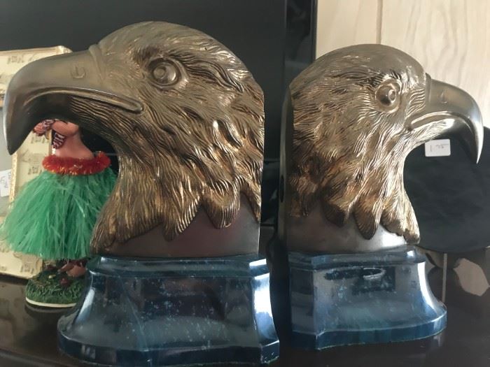 Brass and Marble Eagle Book Ends