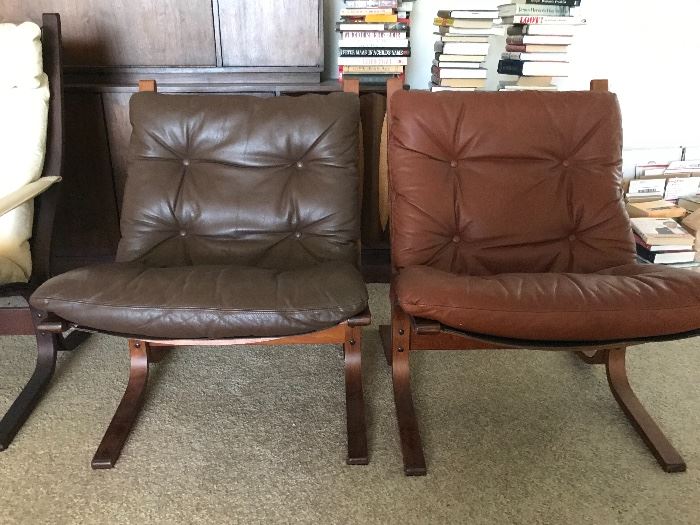 2 L.B. Siesta Chairs Mexican Brown and Colorado Brown purchased at Scandinavia Furniture Store in Lenexa Kansas. marked (Westnofa Sweden)