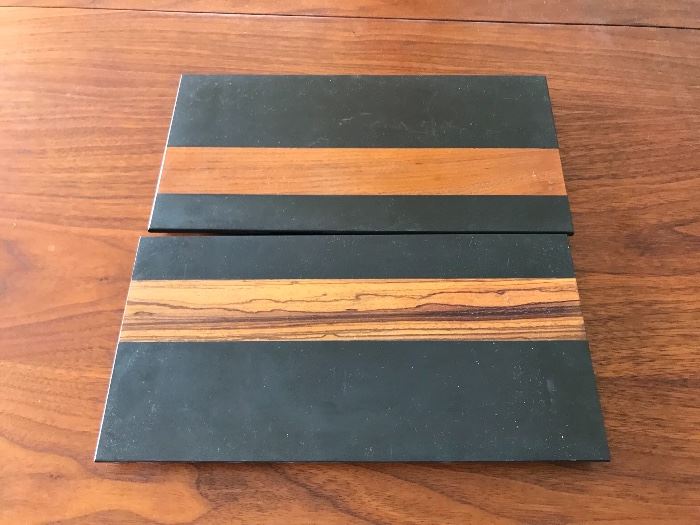 Harpswell 300 million year old balck slate and hardwood trivets