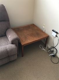 one of two Oil walnut side tables