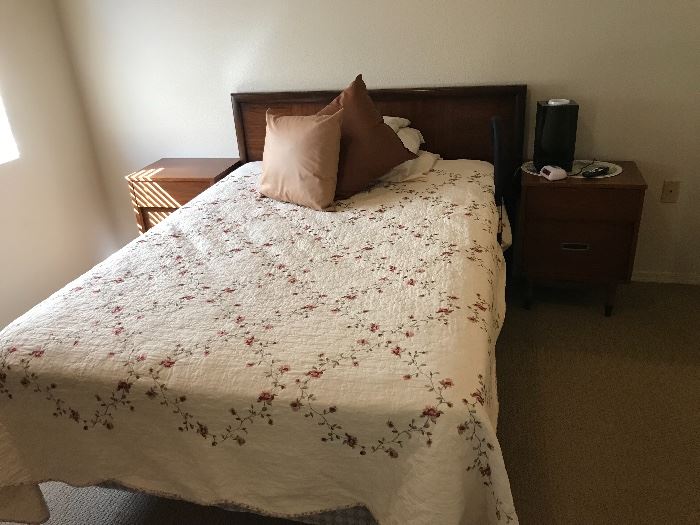 Oil walnut Bedroom set. Purchase 9/03/1960 Bed, Dresser, 2 night stands, chest of drawers and Large Mirror.
