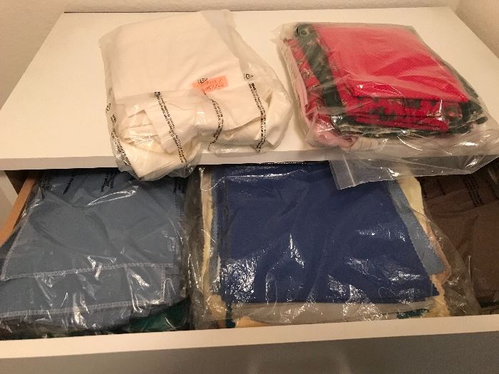 Many drawers of material
