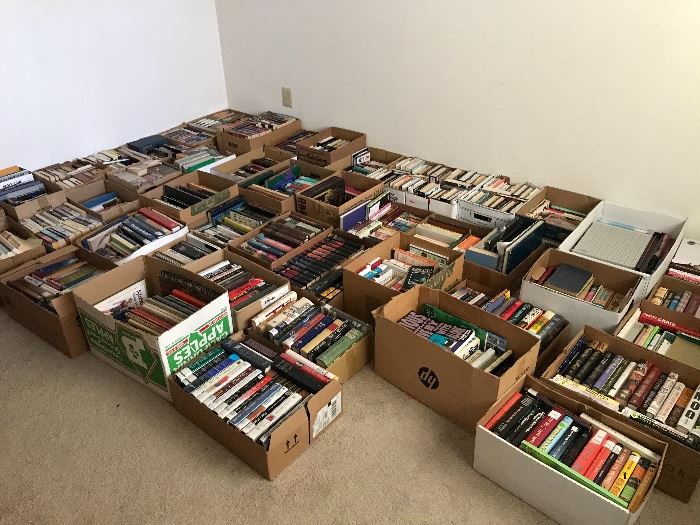 Hundreds of books. 25 more boxes in garage