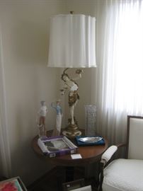 Large lamp, pedestal side table