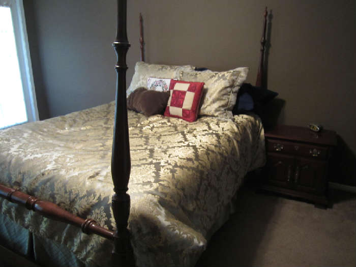 Pennsylvania House Cherry Poster Bed, Night Stand.  Queen Mattress and Box Springs For Sale, also.