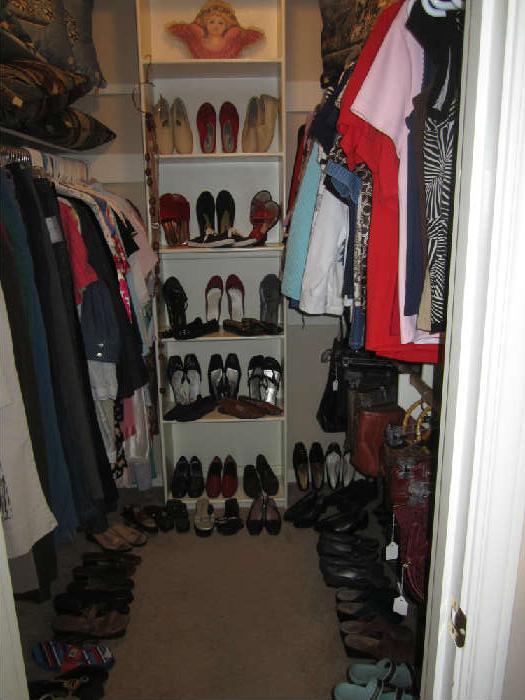 This Closet is Full of Lovely Women's Clothing, Nightware, Sm, Med, and Large Sizes, plus LOTS of Shoes 7.5-8s.  Also in this closet are MORE Purses and Decorative Pillows.