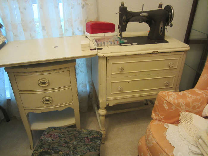 White Rotary Sewing Machine With Cabinet
Night Stand Under the Sewing Machine