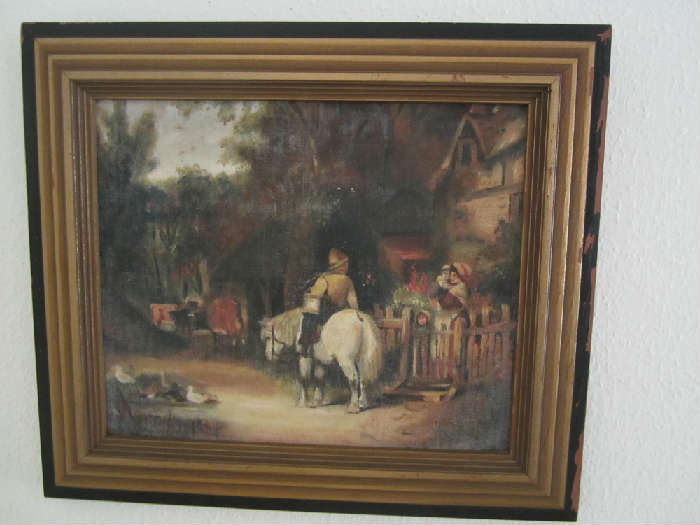 1930-1940s European Scene oil on Canvas