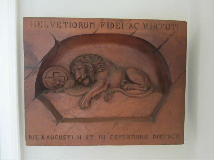 Lion of Lucerne Wood Carving 1878 with CDV visiting card on back