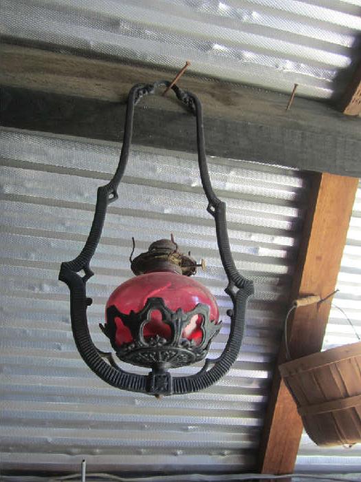Awesome Antique Hanging Oil Lamp